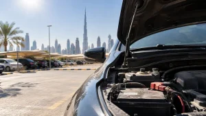 Car parked in extreme Dubai heat